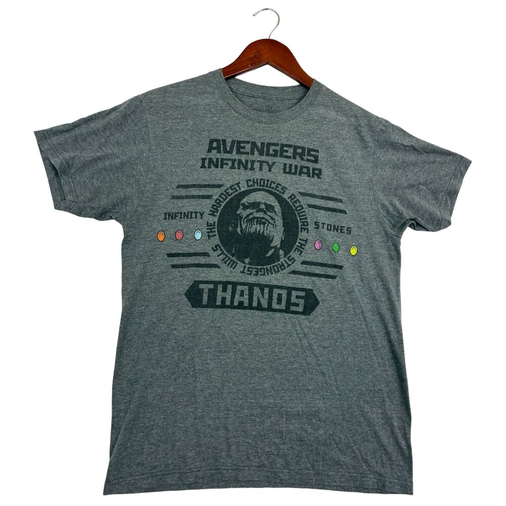 Marvel Avengers Infinity War Thanos Infinity Stones Gray Graphic T-Shirt Mens S